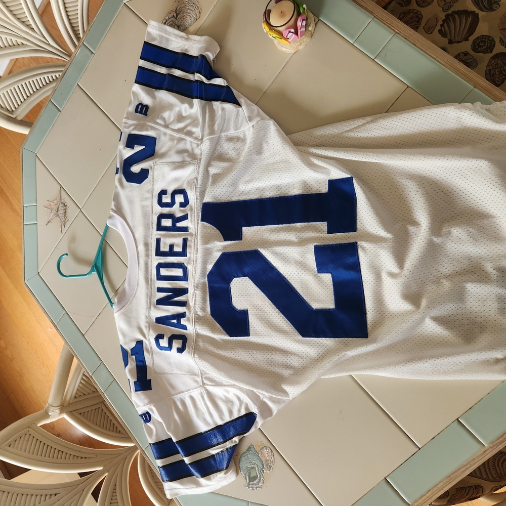 White and Blue Sanders Jersey